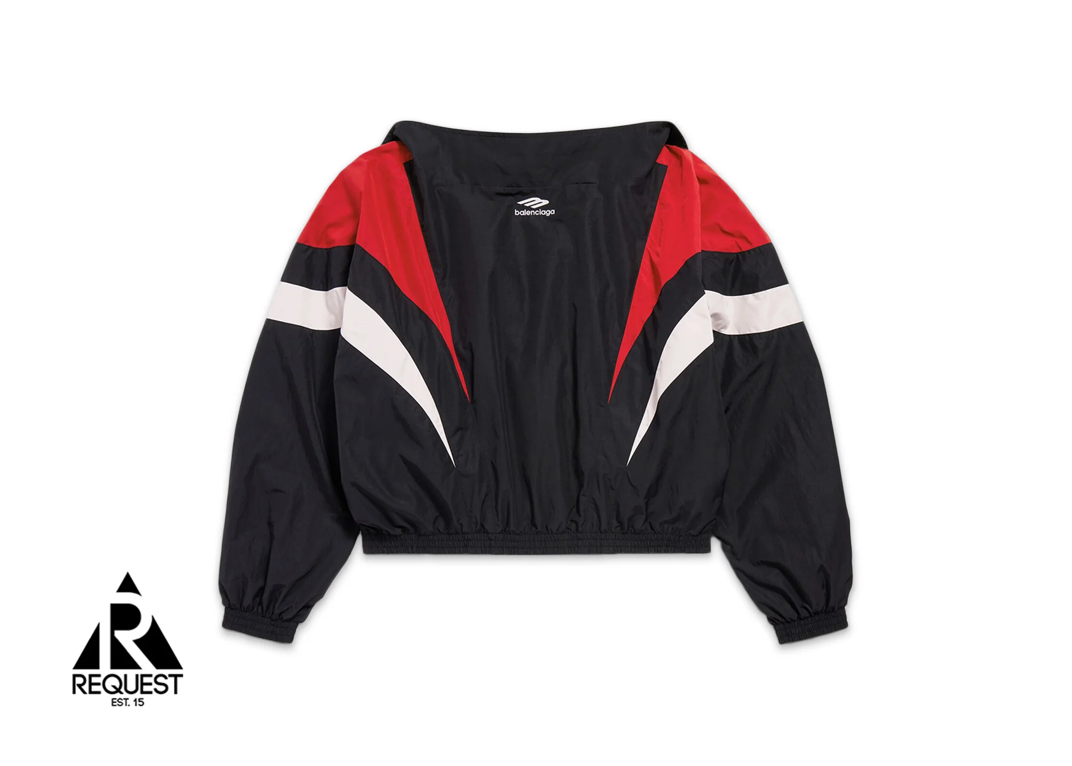 3B Sports Icon Off Shoulder Track Jacket "White Red" - Image 2