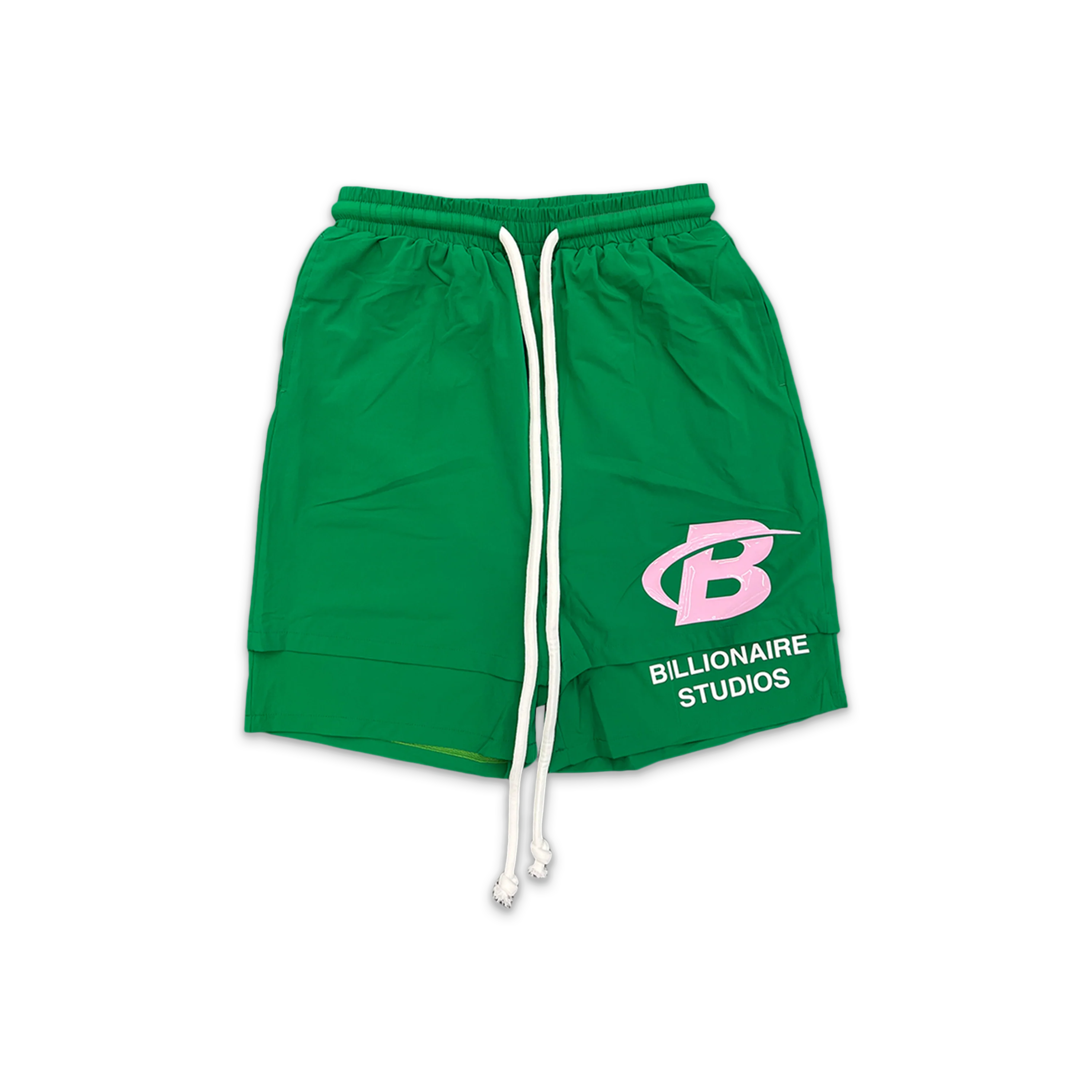 B-Net Double Layer Nylon Shorts "Green/Pink"