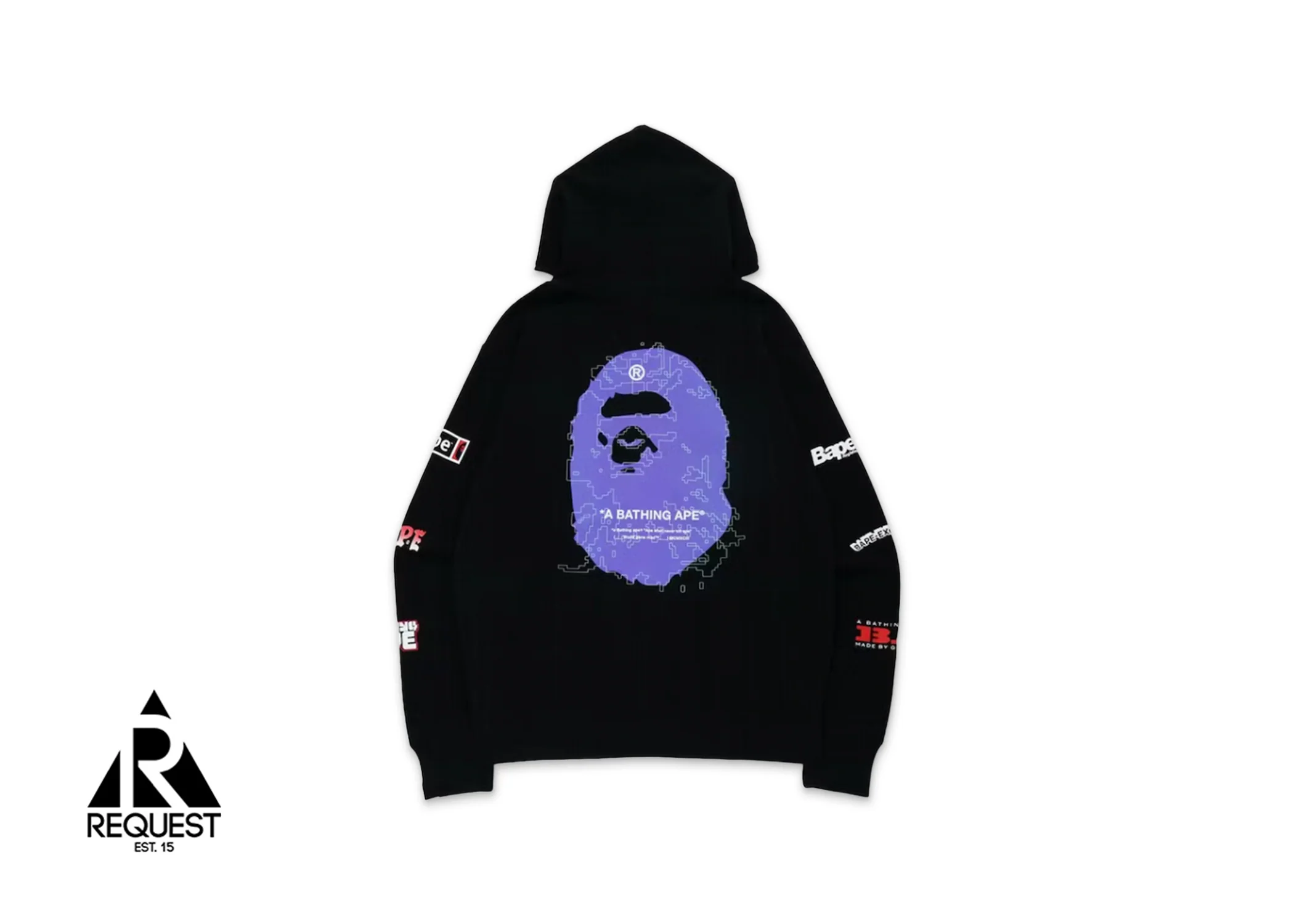 BAPE Digital Mosaic Big Ape Head Full Zip Hoodie "Black" - Image 2