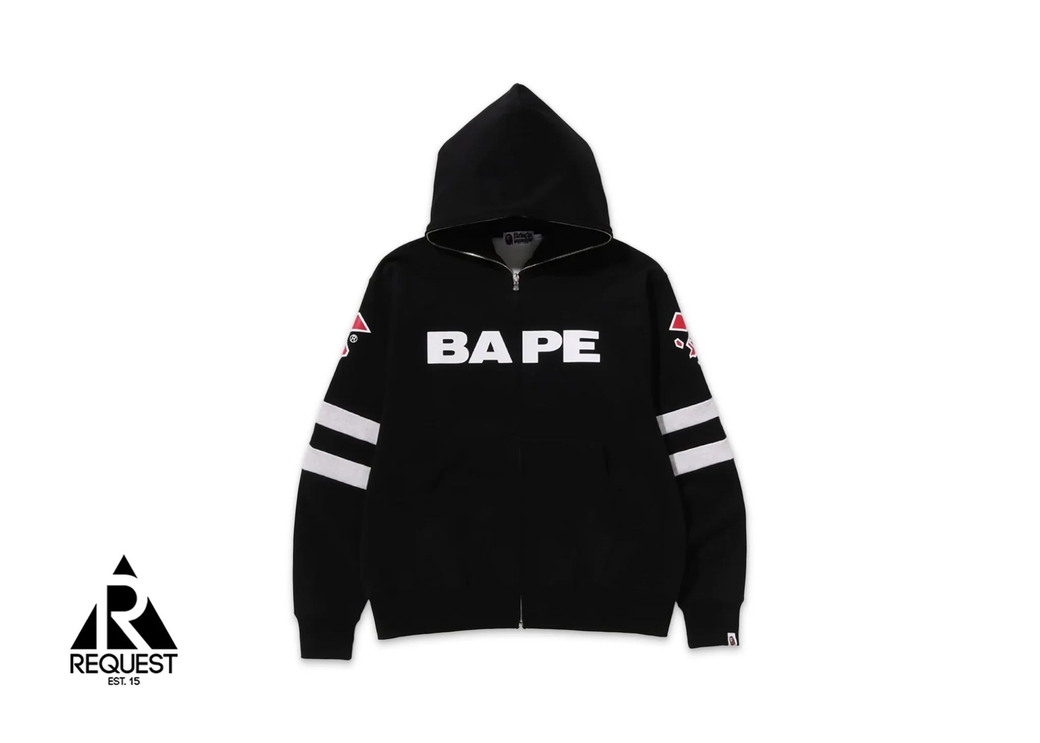 BAPE Football Relaxed Fit Full Zip Hoodie "Black"