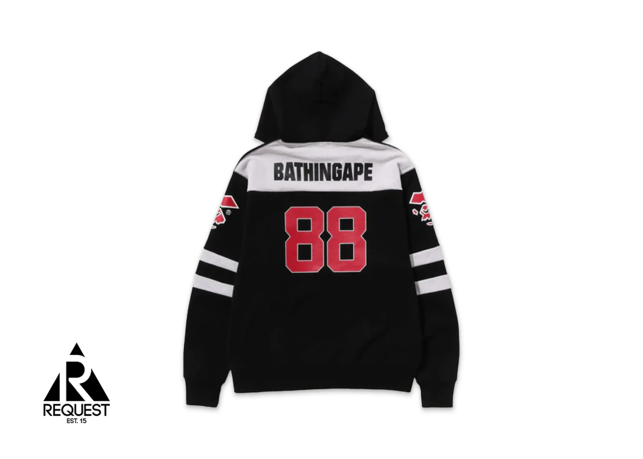 BAPE Football Relaxed Fit Full Zip Hoodie "Black" - Image 2