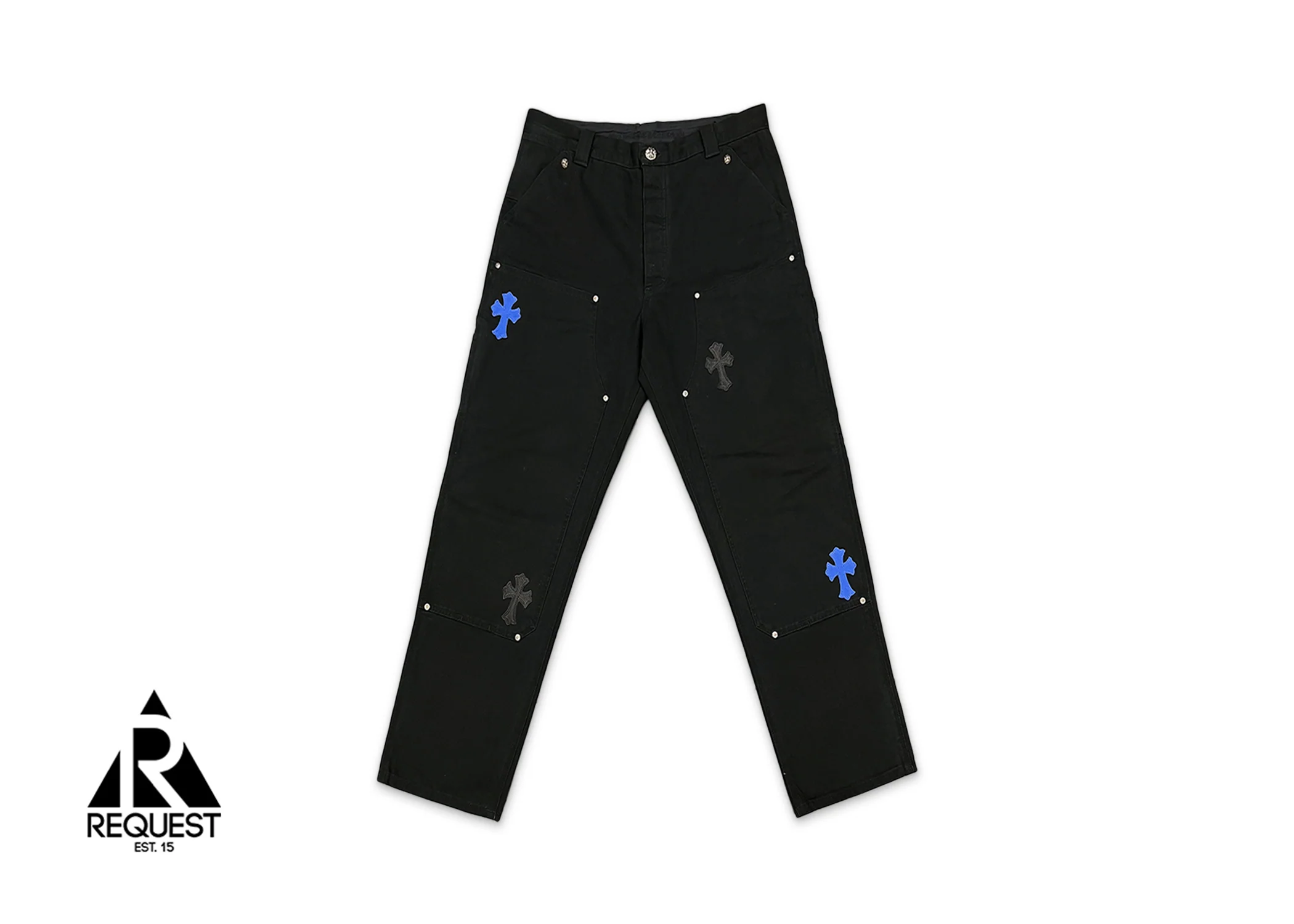 Black Carpenter Pants "Blue Black Crosses"