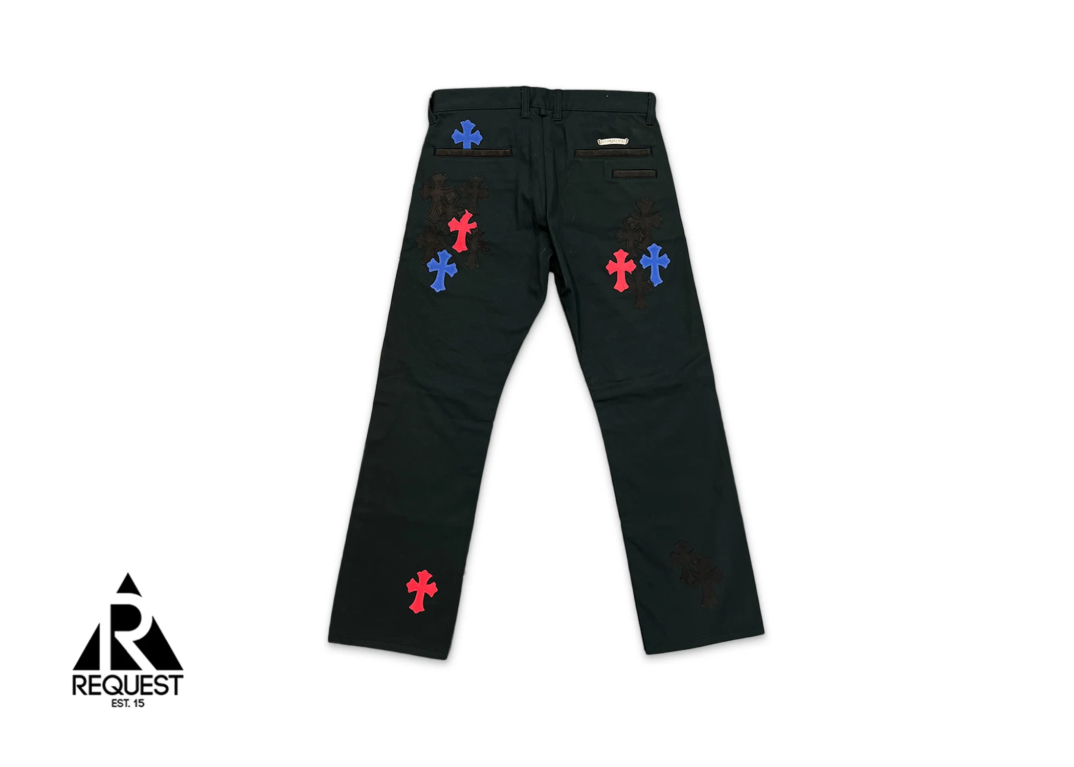 Black Carpenter Pants "Blue Red Black Crosses V2" - Image 2