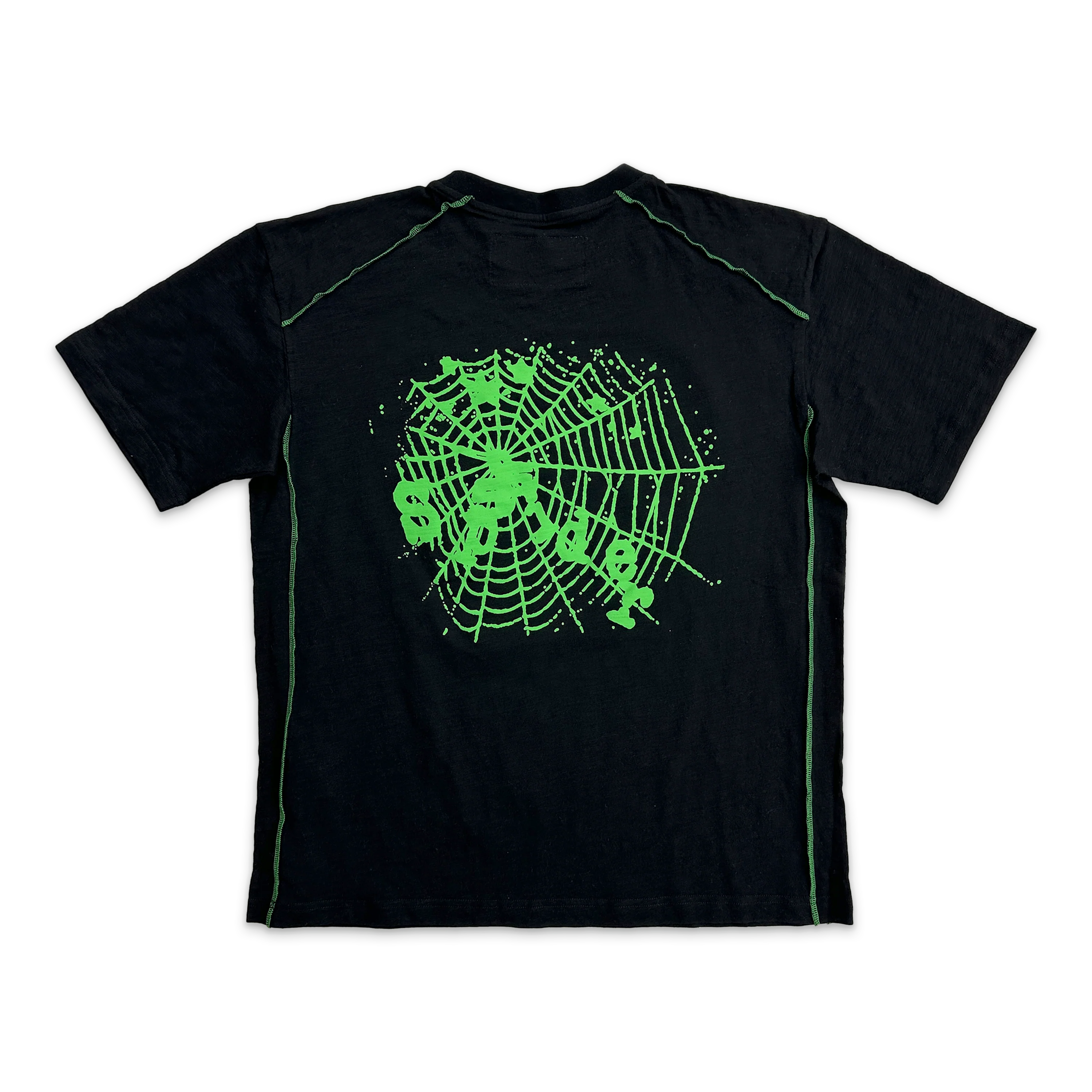 Contrast Stitch Slub Tee "Black/Green" - Image 2