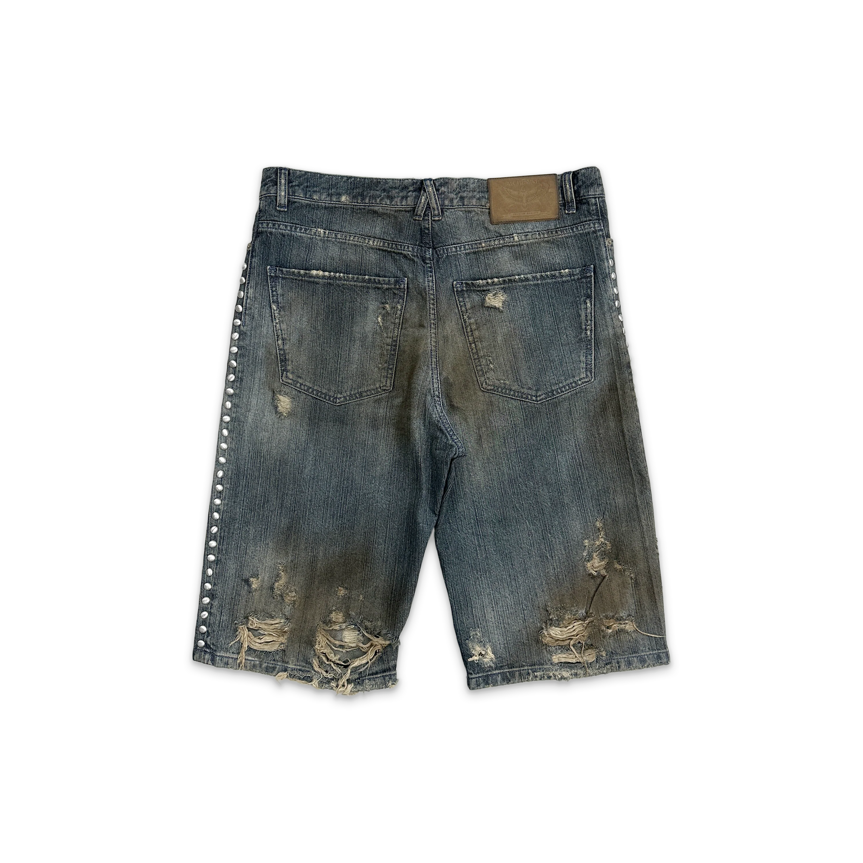 Denim Shorts Dome Studs "Dirty Indigo" - Image 2