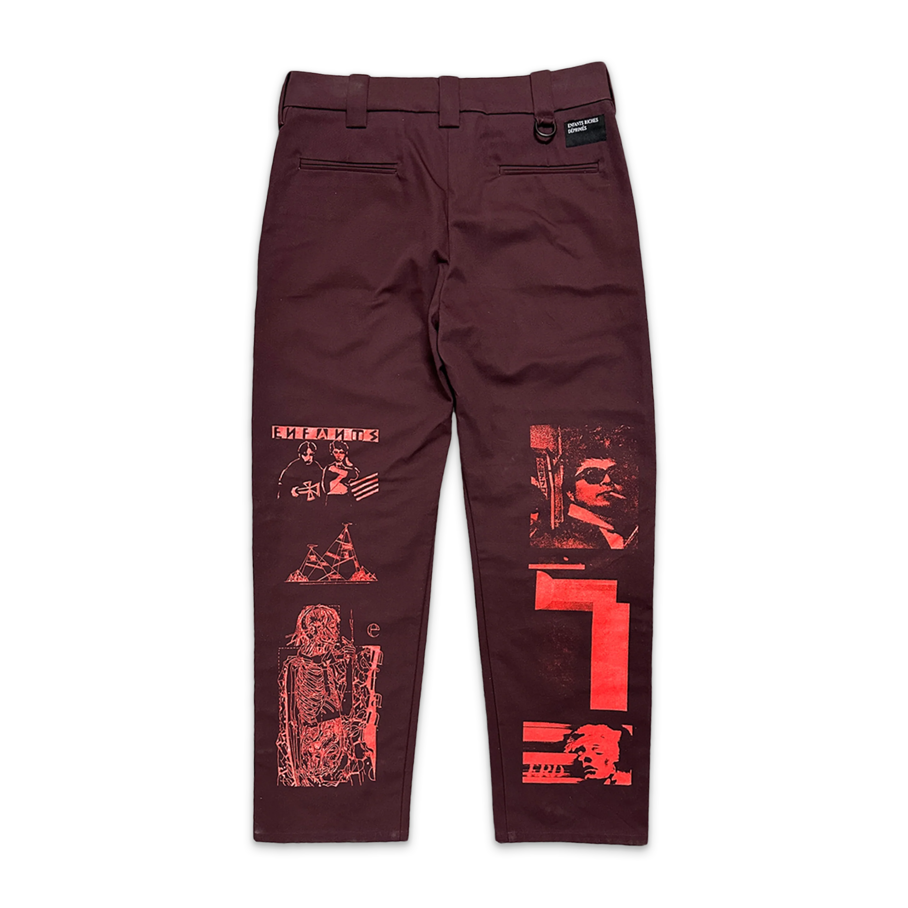 Enfants Riches Déprimes SS22 Collage Trousers "Burgundy" - Image 2