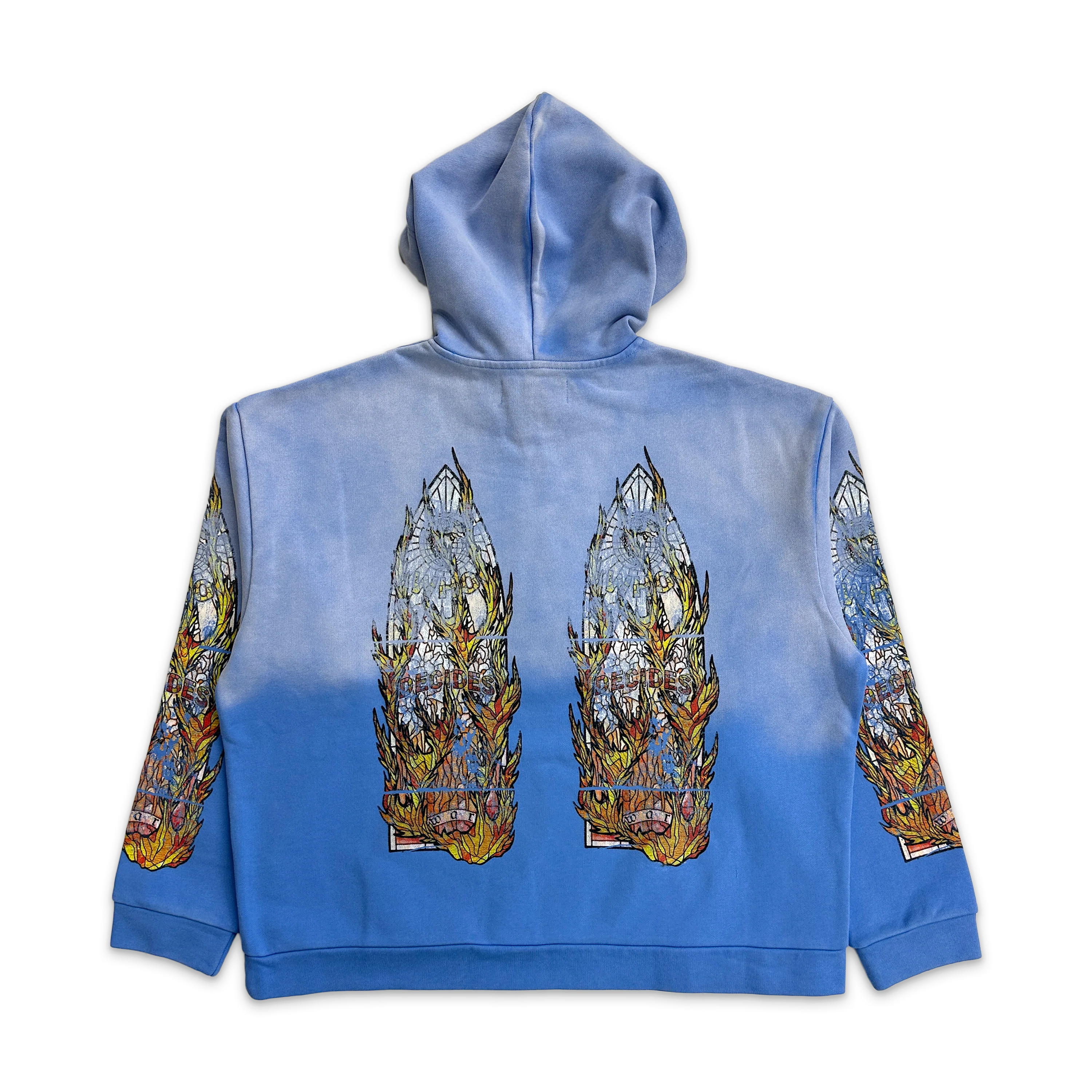 Faded Flame Glass Hooded Pullover "Sky" - Image 2