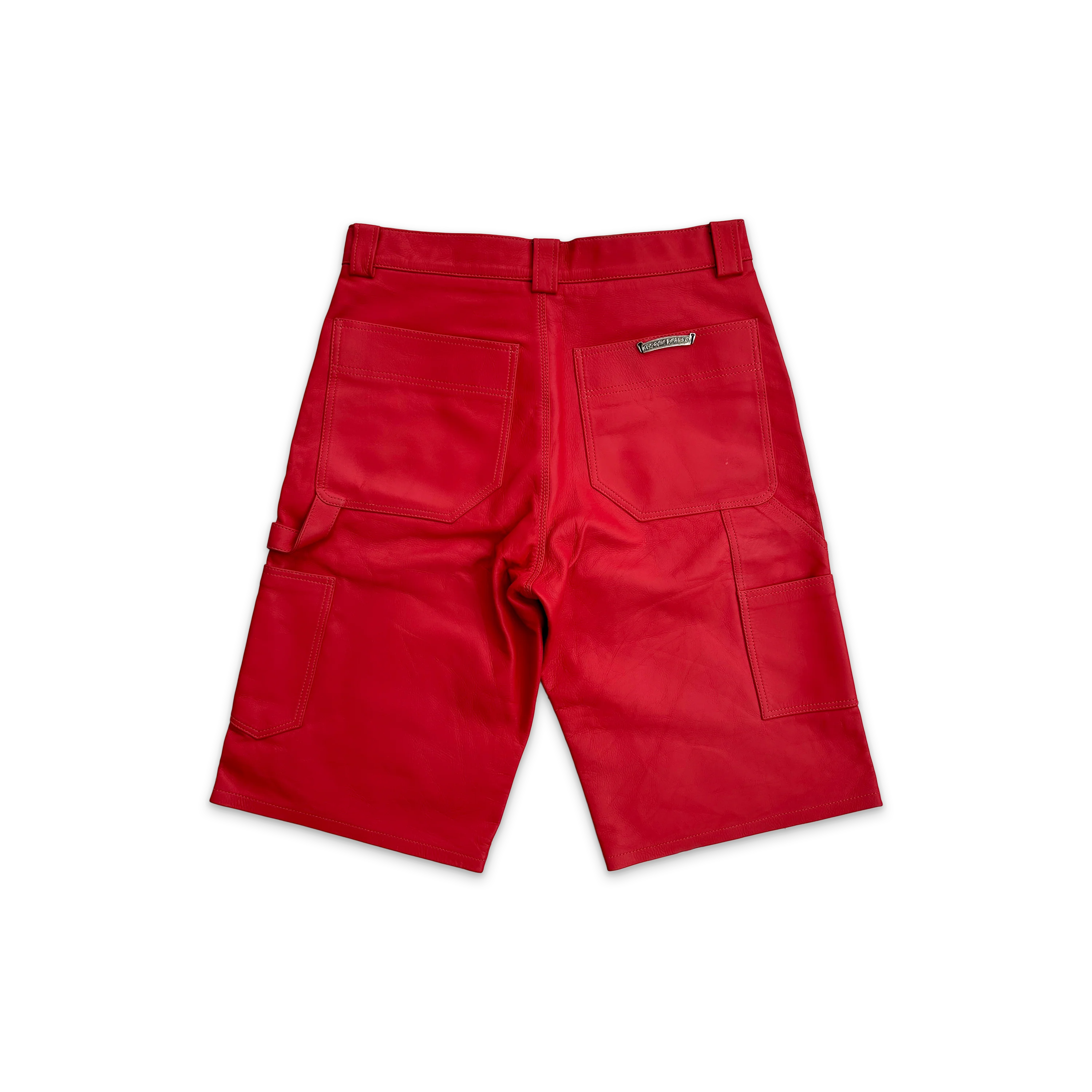 Leather Carpenter Shorts "Red" - Image 2