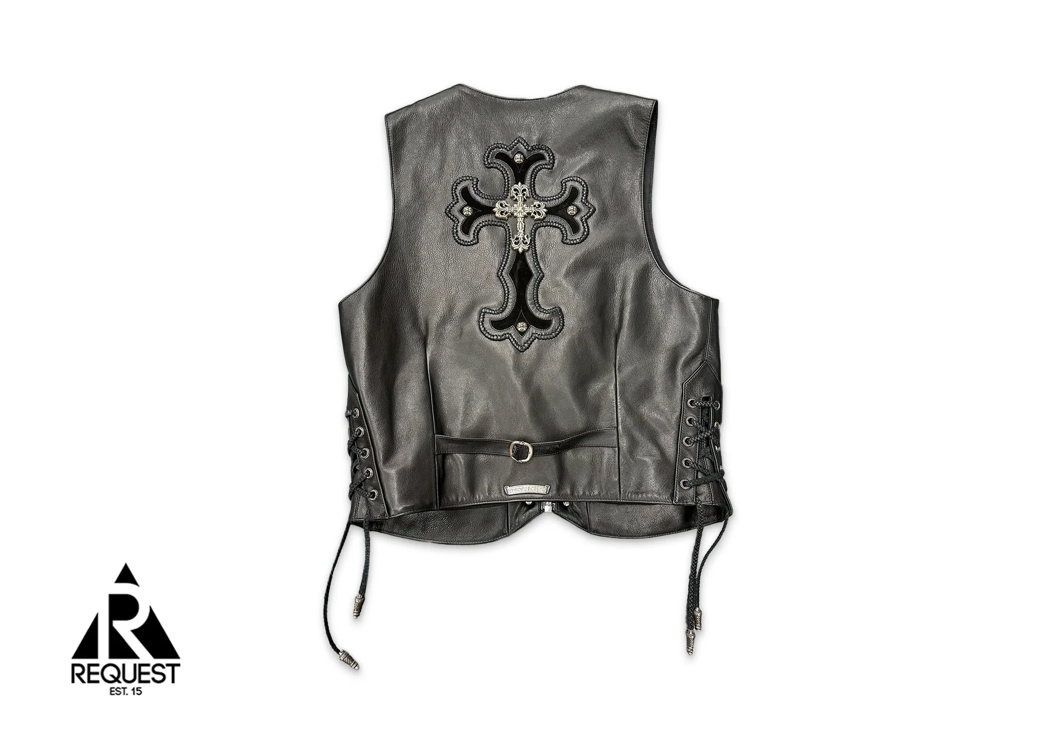 Leather Vest Filigree Cross "Black" - Image 2
