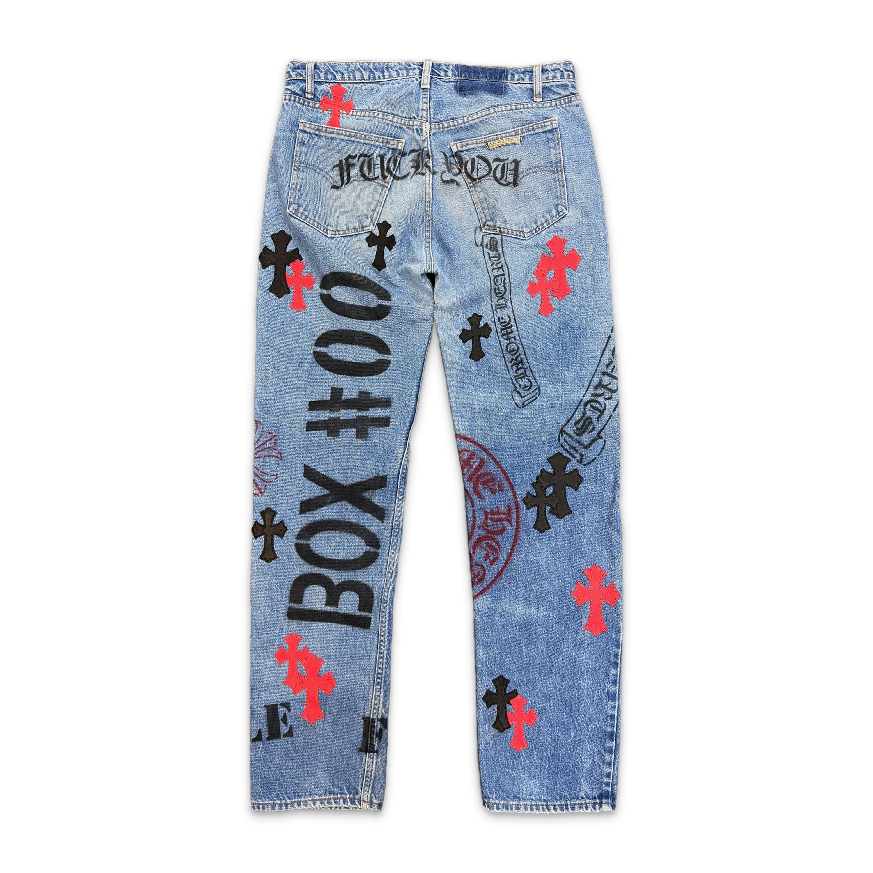 Levi's Light Wash Stencil Denim “Black & Red Crosses" - Image 2