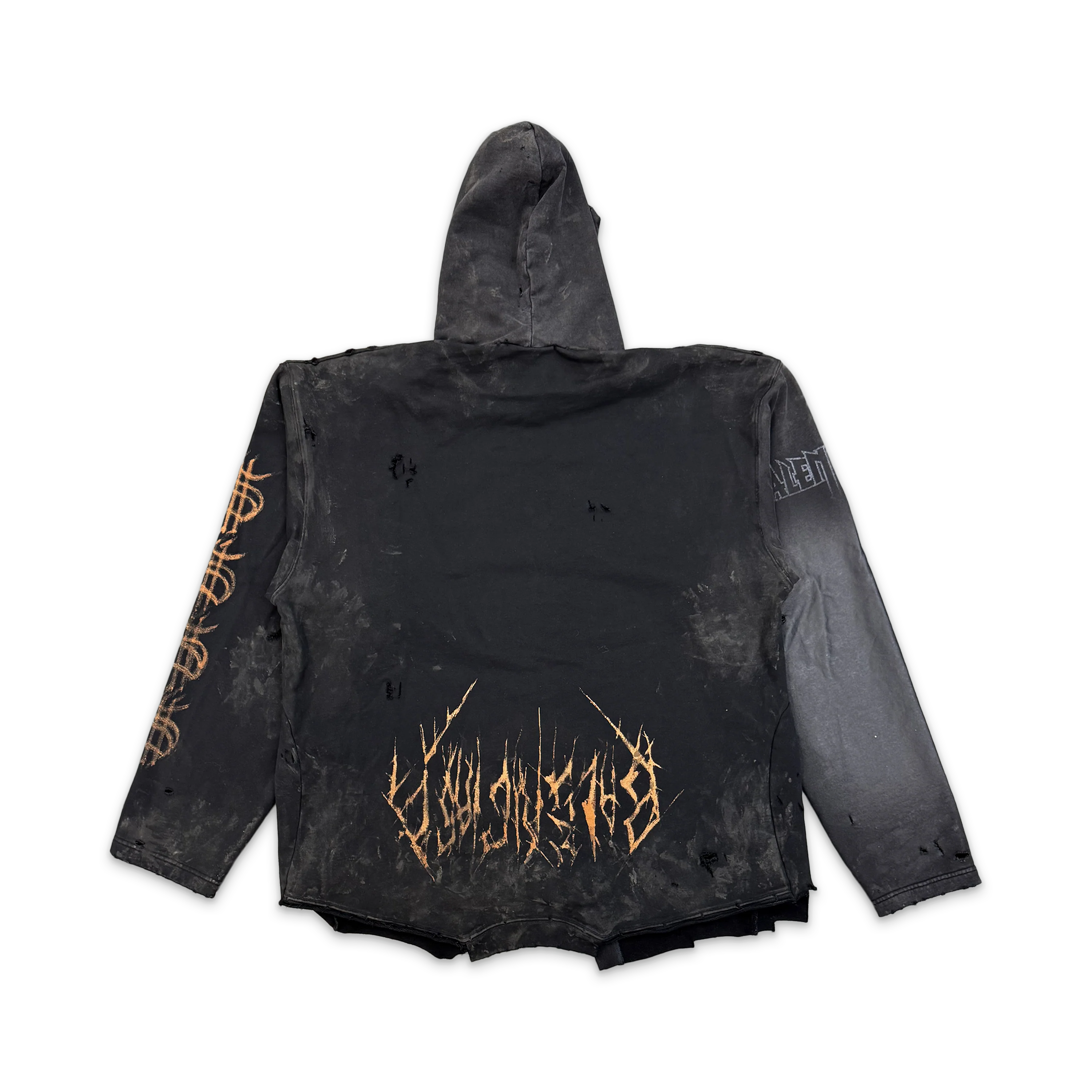 Moon Upside Down Distressed Oversized Hoodie "Black" - Image 2