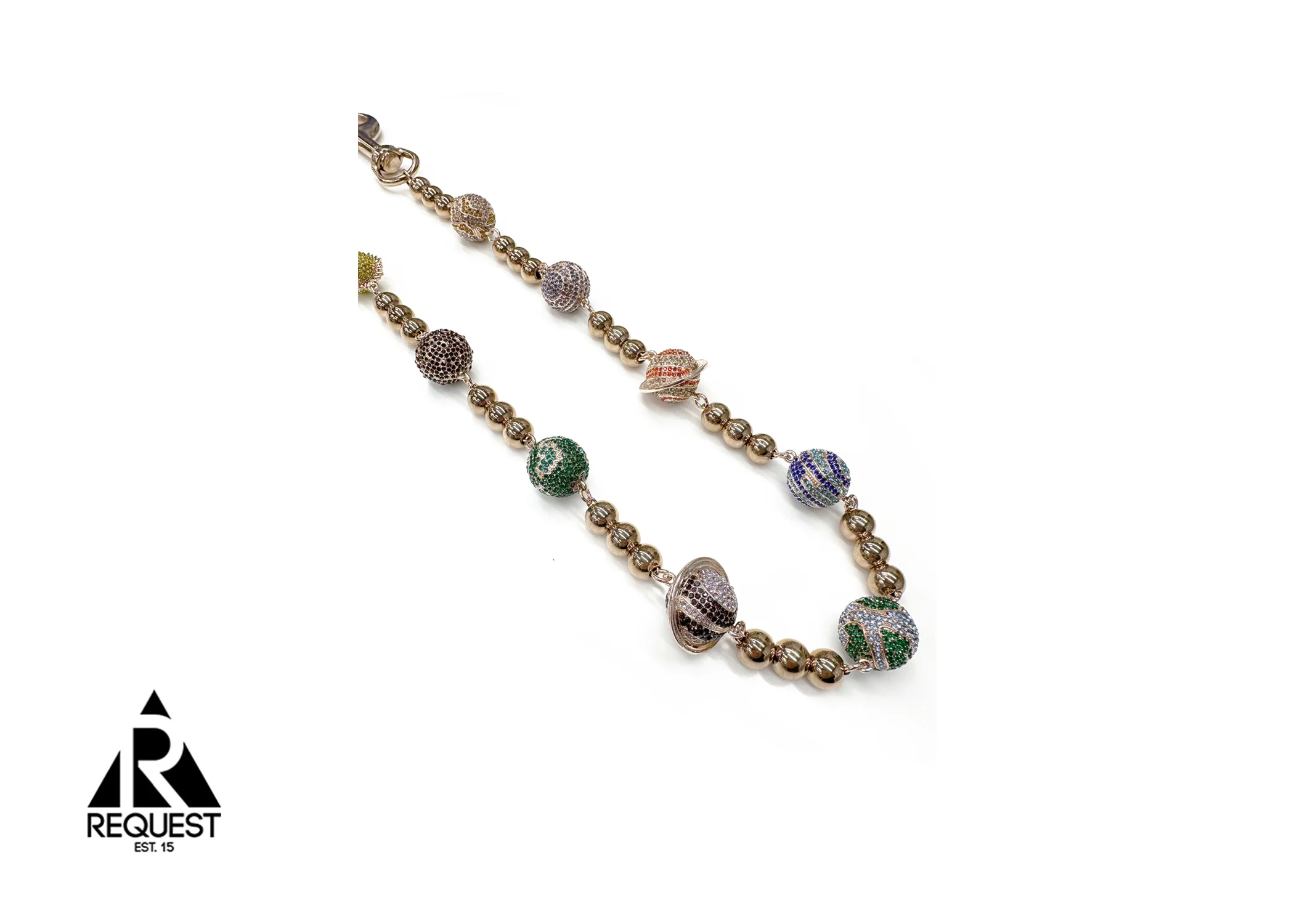 Rose Gold Multicolor Solar System Wallet Chain - Large Planets - Image 2