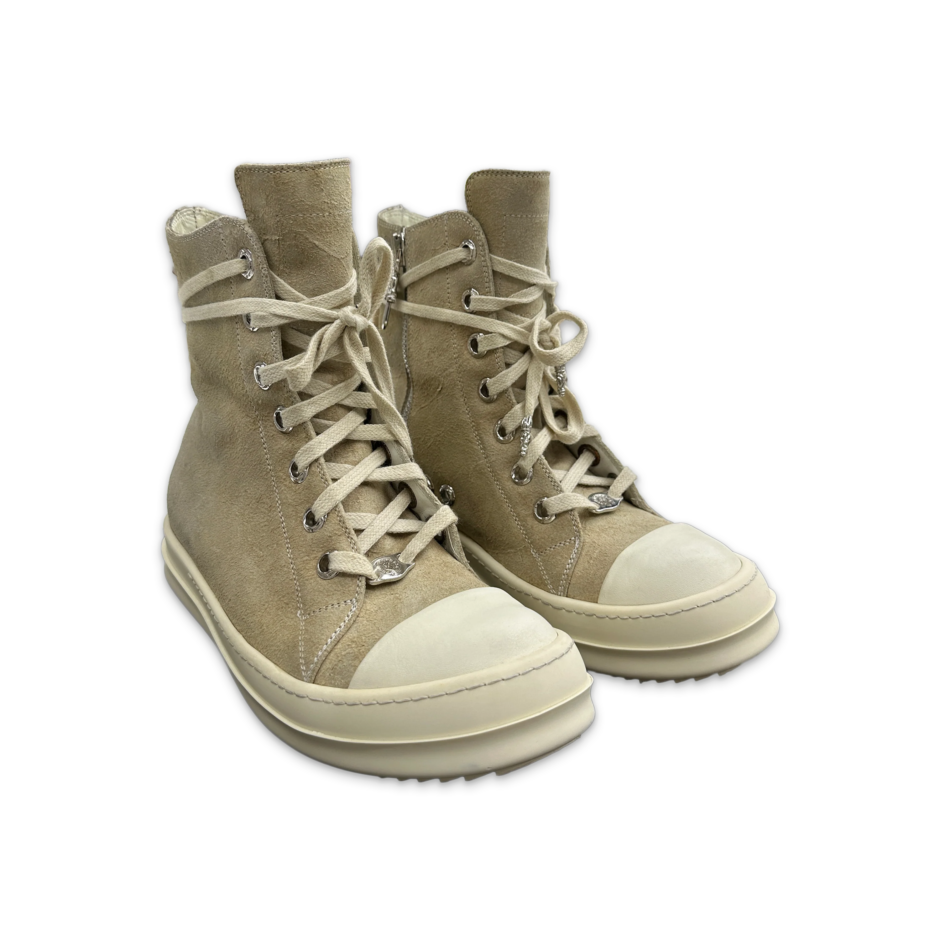 x Rick Owens Ramone High "Biege Blistered Suede" - Image 4